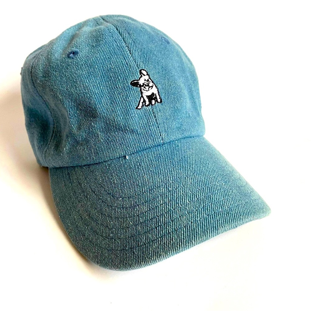Denim Baseball Pink French Bulldog Embroidery Hat